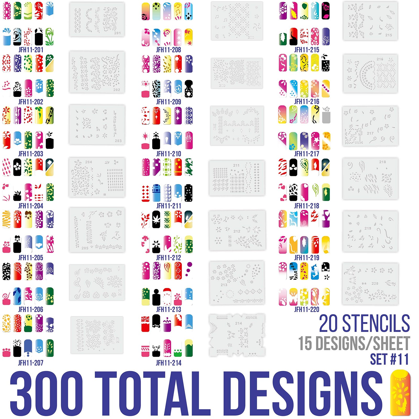 Airbrush Nail Stencils – Nail Art Stencils Series #11: 260 Unique Designs fro…
