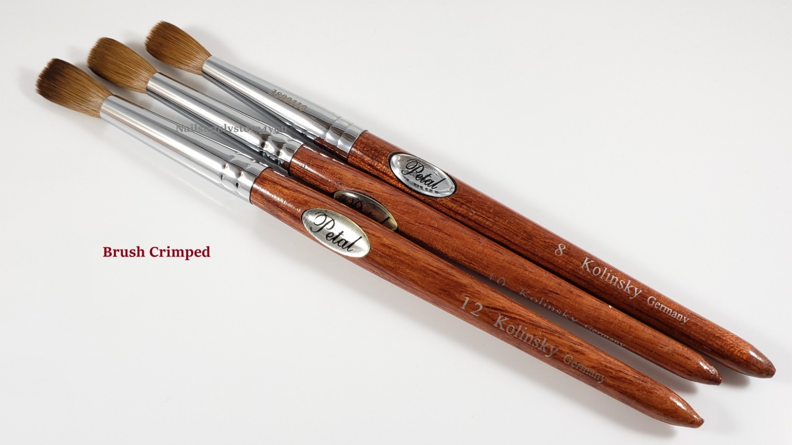 Petal Kolinsky Red Wood Handle Acrylic Nail Brush (Crimped) – Choose Your Size
