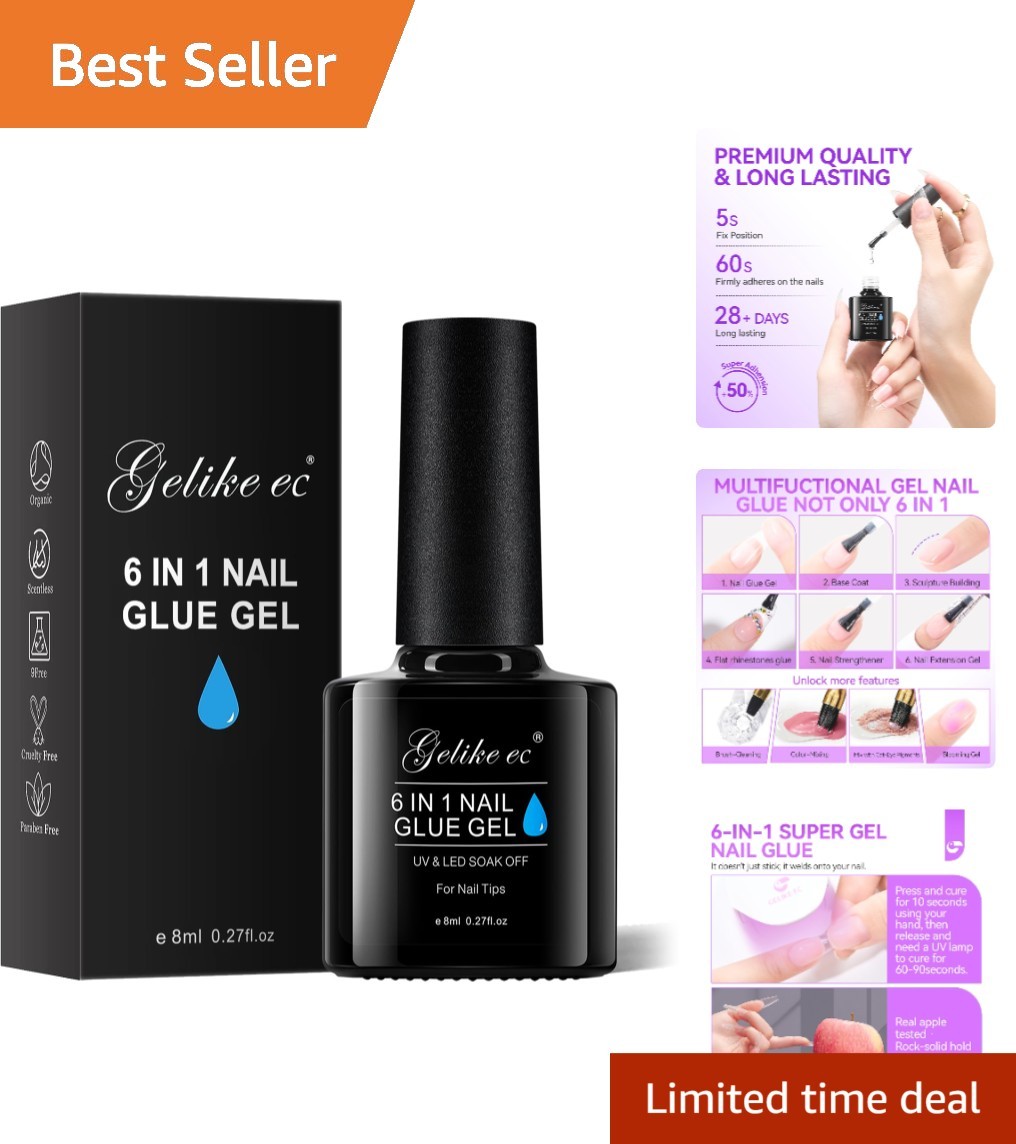6 in 1 Nail Adhesive – Quick UV Curing, Waterproof & Easy Application