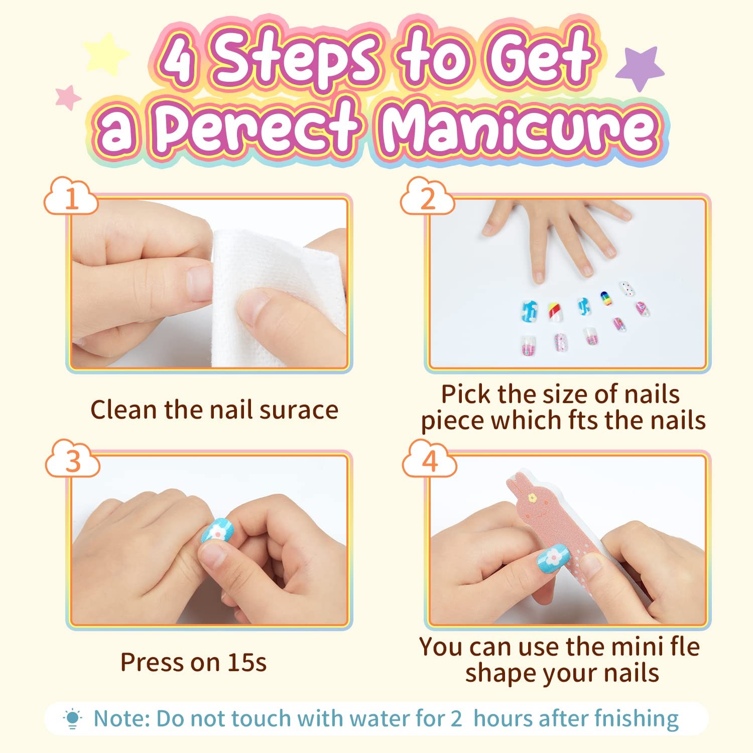 Modelones Press on Nails for Kids 144Pcs 6 Pack Children Acrylic Fake Nails Pre