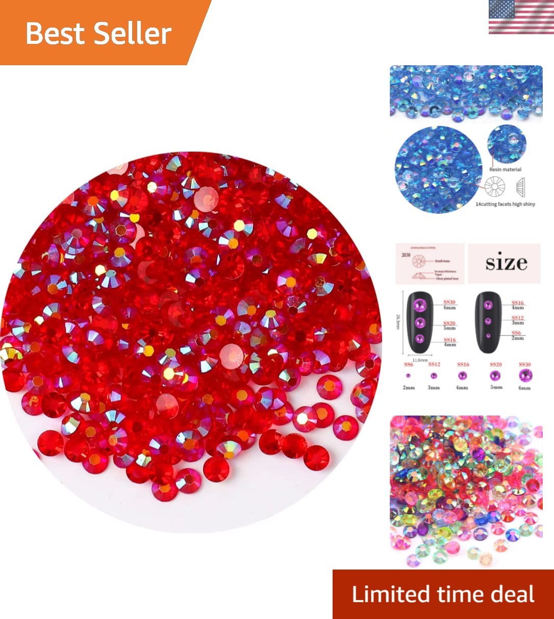 4500 Pcs SS12 3mm AB Flatback Rhinestones for Nails Art Crafts Transparent Gl…