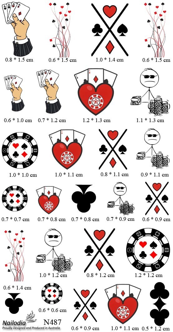 Poker Players Casino Gambler Nail Art Decal Sticker Water Transfer Wrap