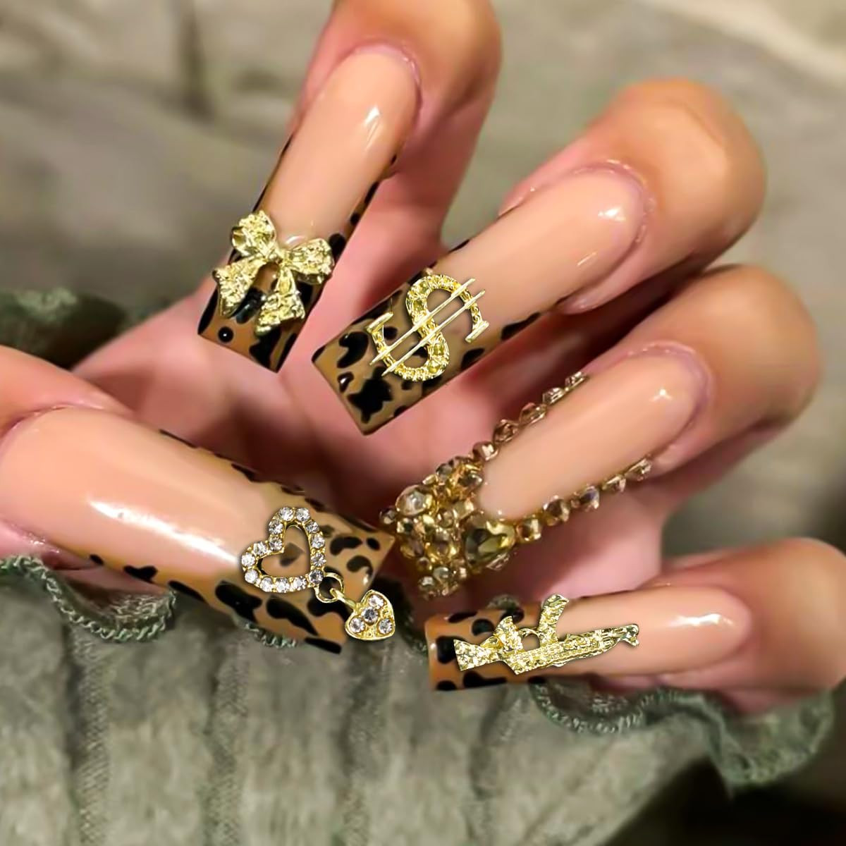 Gold Nail Charms and Gems Set – 100 Pcs 3D Rhinestones for Nail Art Design