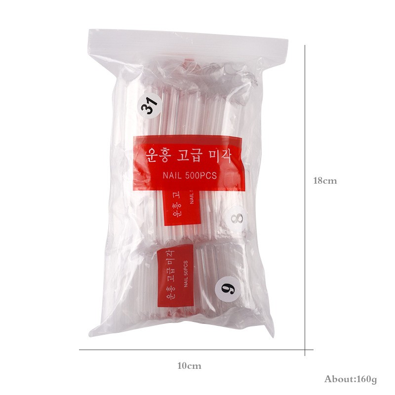 500Pcs/Bag XXL/M/S C Curve False Nail Tips Square Tip Gel Acrylic Nails 10 Sizes