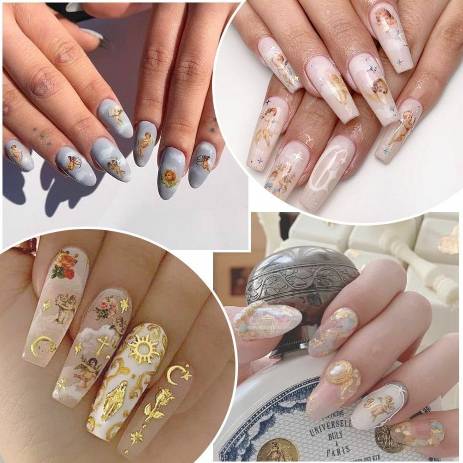 Nail Art Stickers Women Water Transfer Decal Slider Virgin Mary Cupid Angel NS19