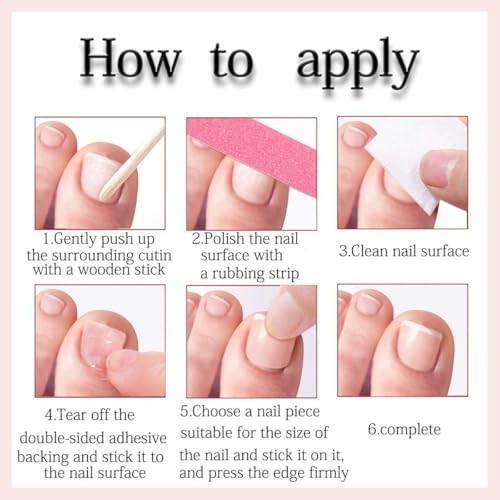 Nude Toe Press on Nails Chrome Toe Nail Press ons with Designs Style-A Style-24