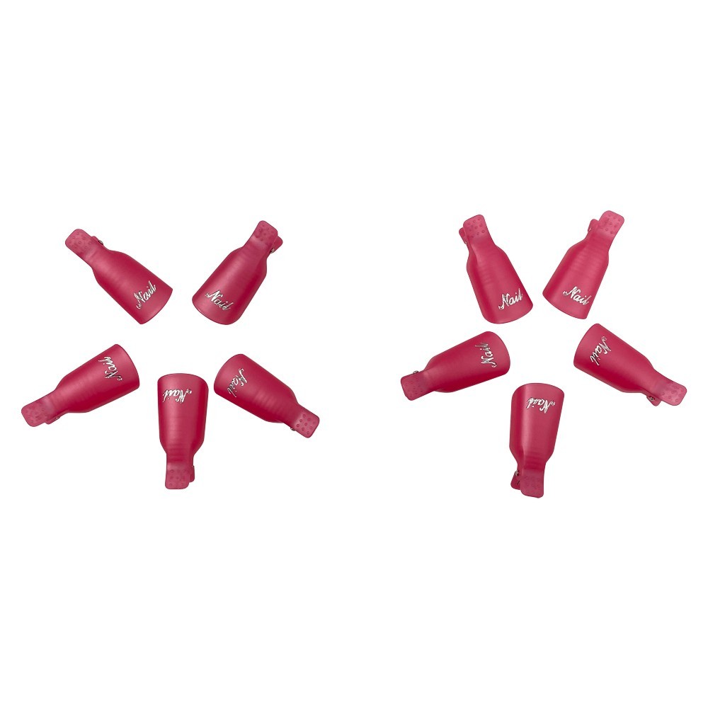 10 PCS Pink Acrylic Nail Art Soak Off Cap Clip UV Gel Polish Remover Wrap Tool