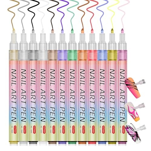 Nail Art Pens Set,12 Colors Nail Polish Graffiti Pens, Nail Varnish Pens, #002