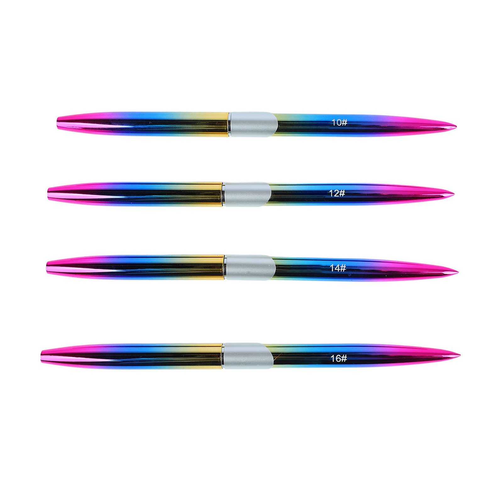 4pcs Nail Art Brush Set Aluminum Tube Ergonomic Handle Firm Flexible Soft Hair