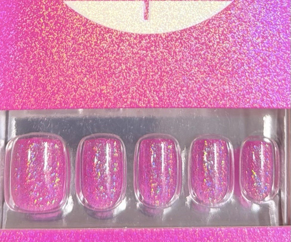 Red Aspen Short Squoval Acrylic Pink Glitter Big On Chill Vibes, Codelia 💖