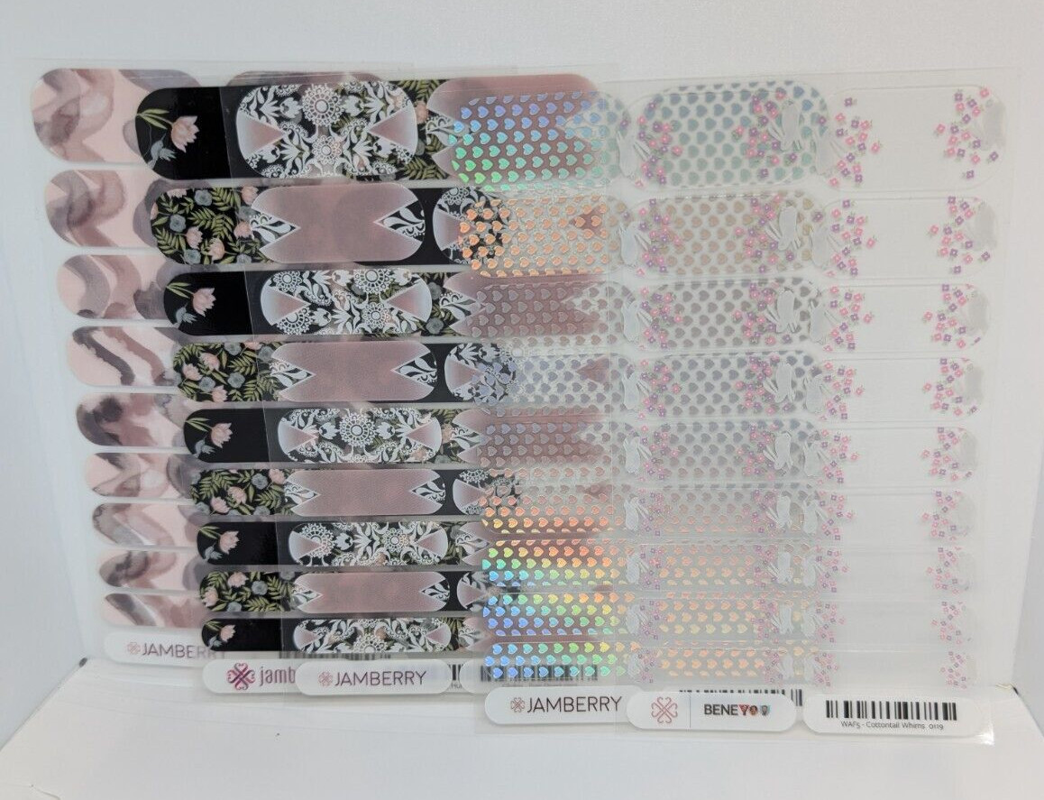 Jamberry Nail Wraps Full Sheets – Easter Bunny Flower Pastel Spring Lot of 5