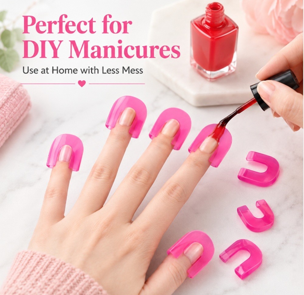 26 Ps U-Shape Nail Polish Protectors & Stencils – Reusable Finger Covers for DIY