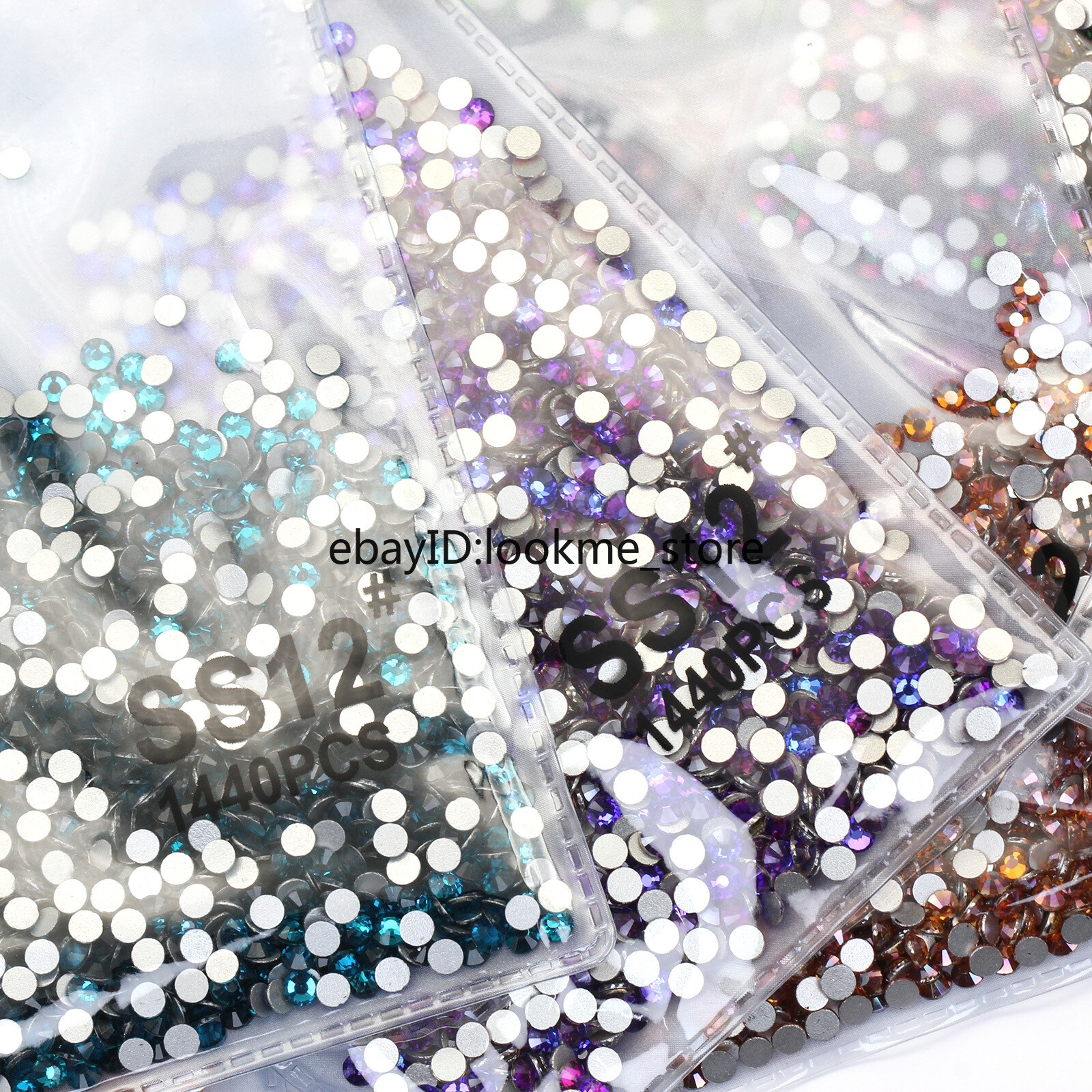 1440pcs 3mm (ss12) Crystal Glass Rhinestones Flatback Gems Nail Art Crafts Decor