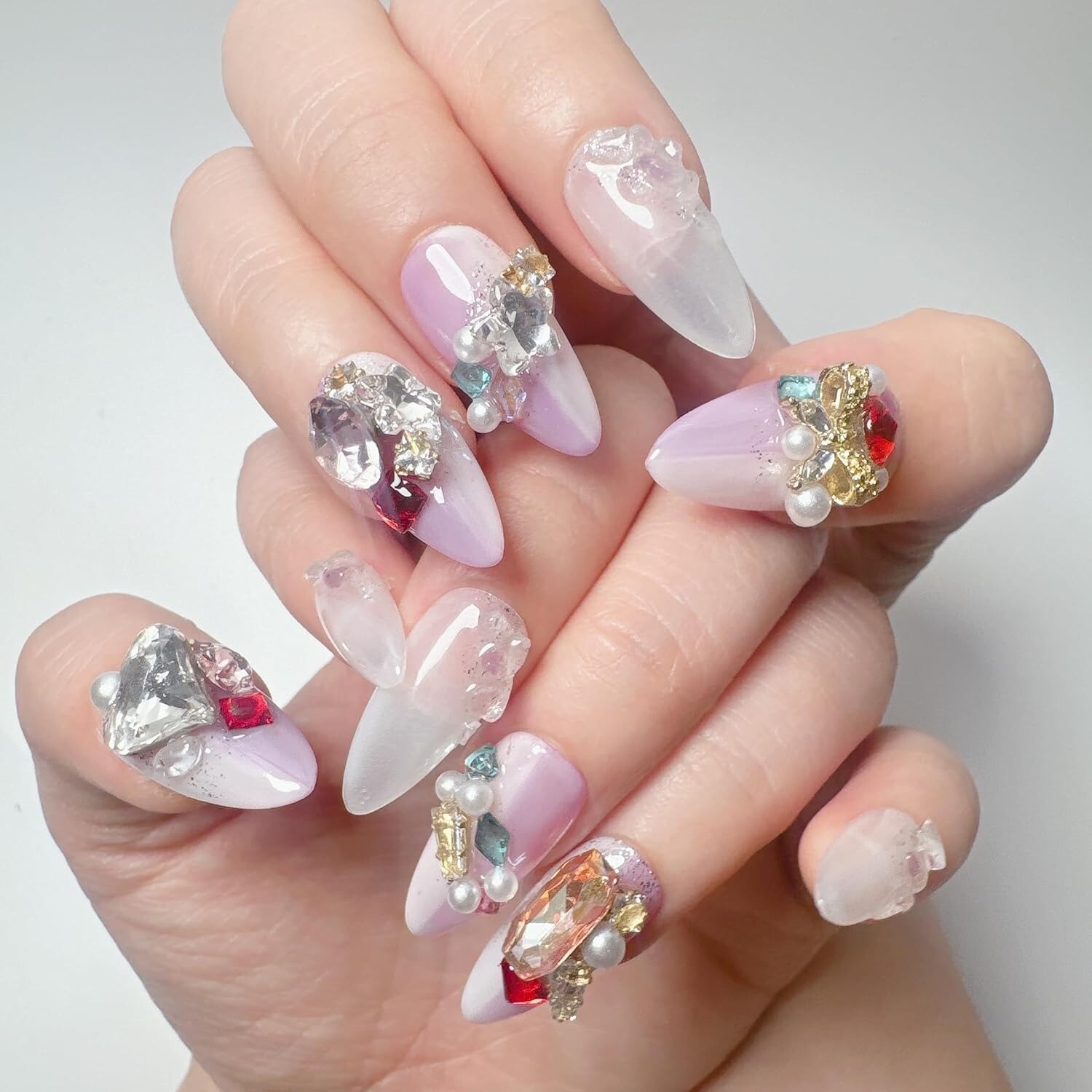 10 Piece 3D Reusable Handmade Press On Nails Quarts Beauty