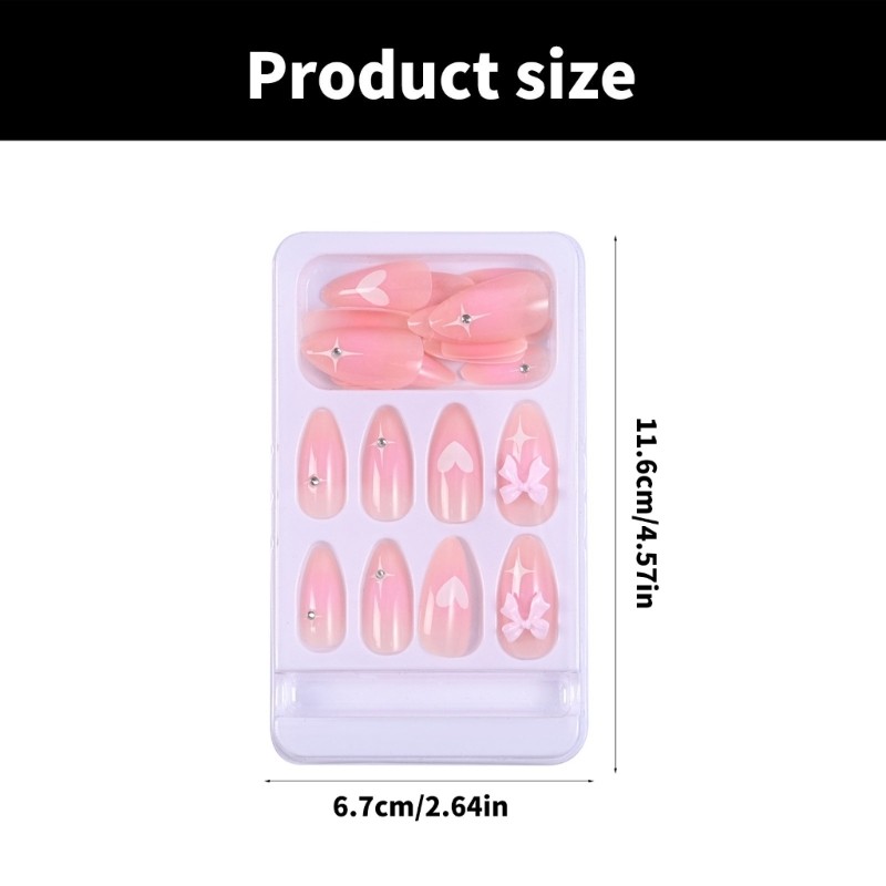 Fashionable False Nail 3D Bows Acrylic Press on Nail for Office and Party Use