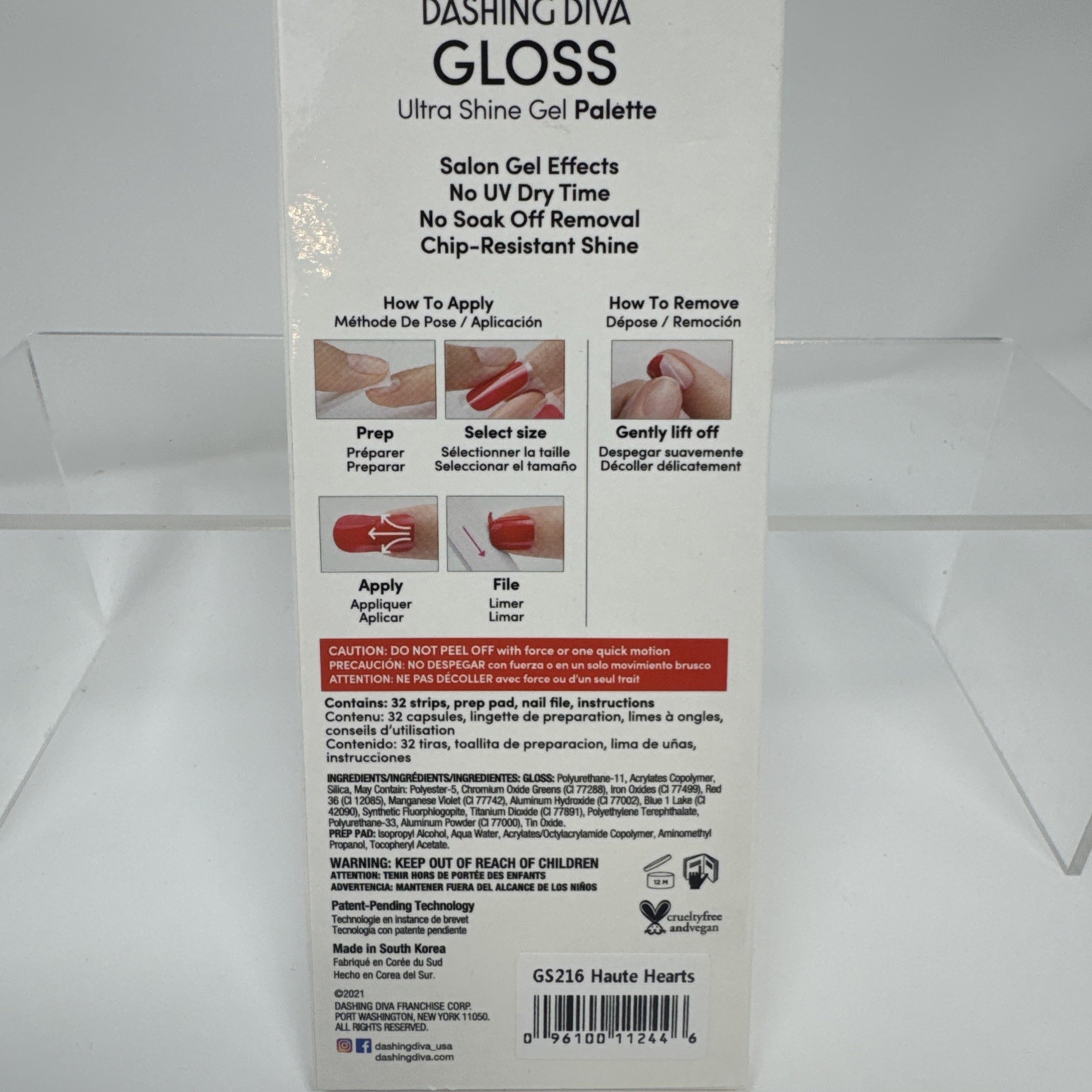 Dashing Diva Gloss Salon Gel Nail Strips 3 Pc Lot Hearts Red Glitter 32 Ct New