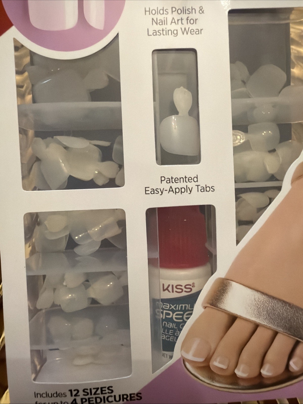 KISS 96 Full Cover Toenails Kit, Long Lasting Glue On Short 50543 96TN01