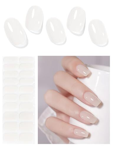 Semi Cured Gel Nail Strips (Jelly White)-20 PCS Gel Nail Stickers | Gel Nail