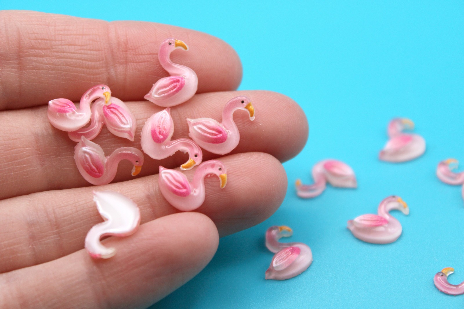 Flamingo 24Pk Pink Flatback Charms for Nail Art, Jewelry Making, Resin Crafts