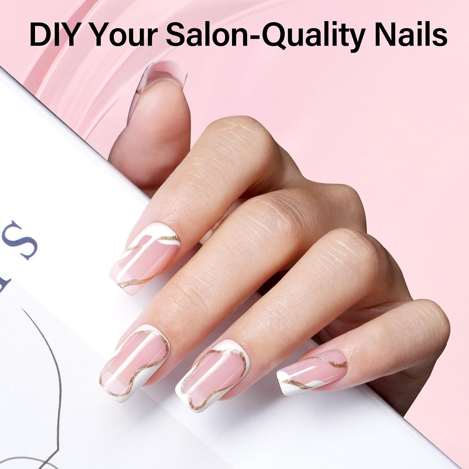 Gel Nail Tips Kit with 15G Nail Glue Gel & Mini UV Lamp | Full Cover Nail Tips S