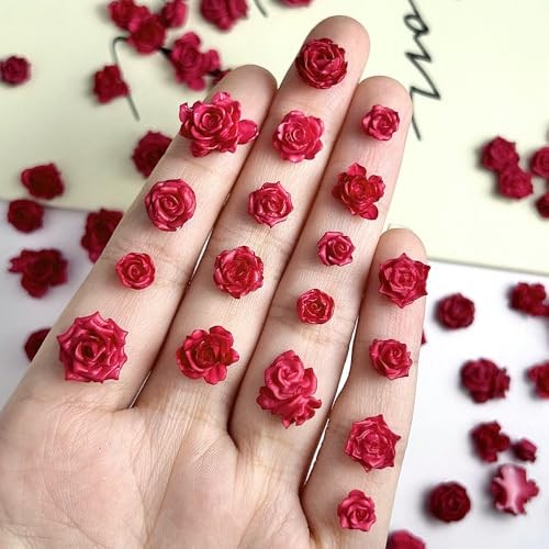 3D Rose Red Flower Nail Charms Luminous Camellias Roses Nail Art Charms Soft