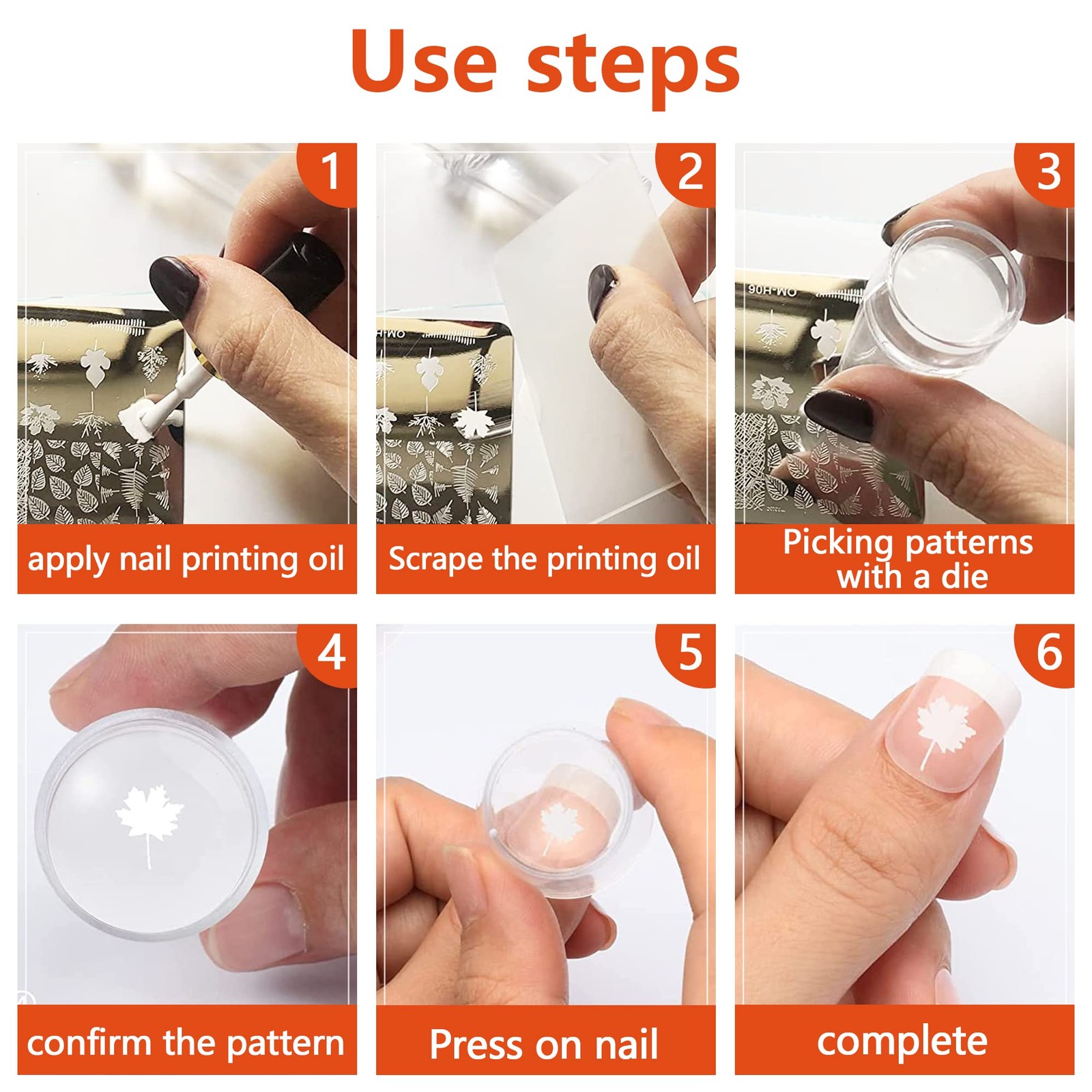 Nail Art Stamper Kit 6pcs Flower Heart Leaf Lace Butterfly Stamping Plate Tem…