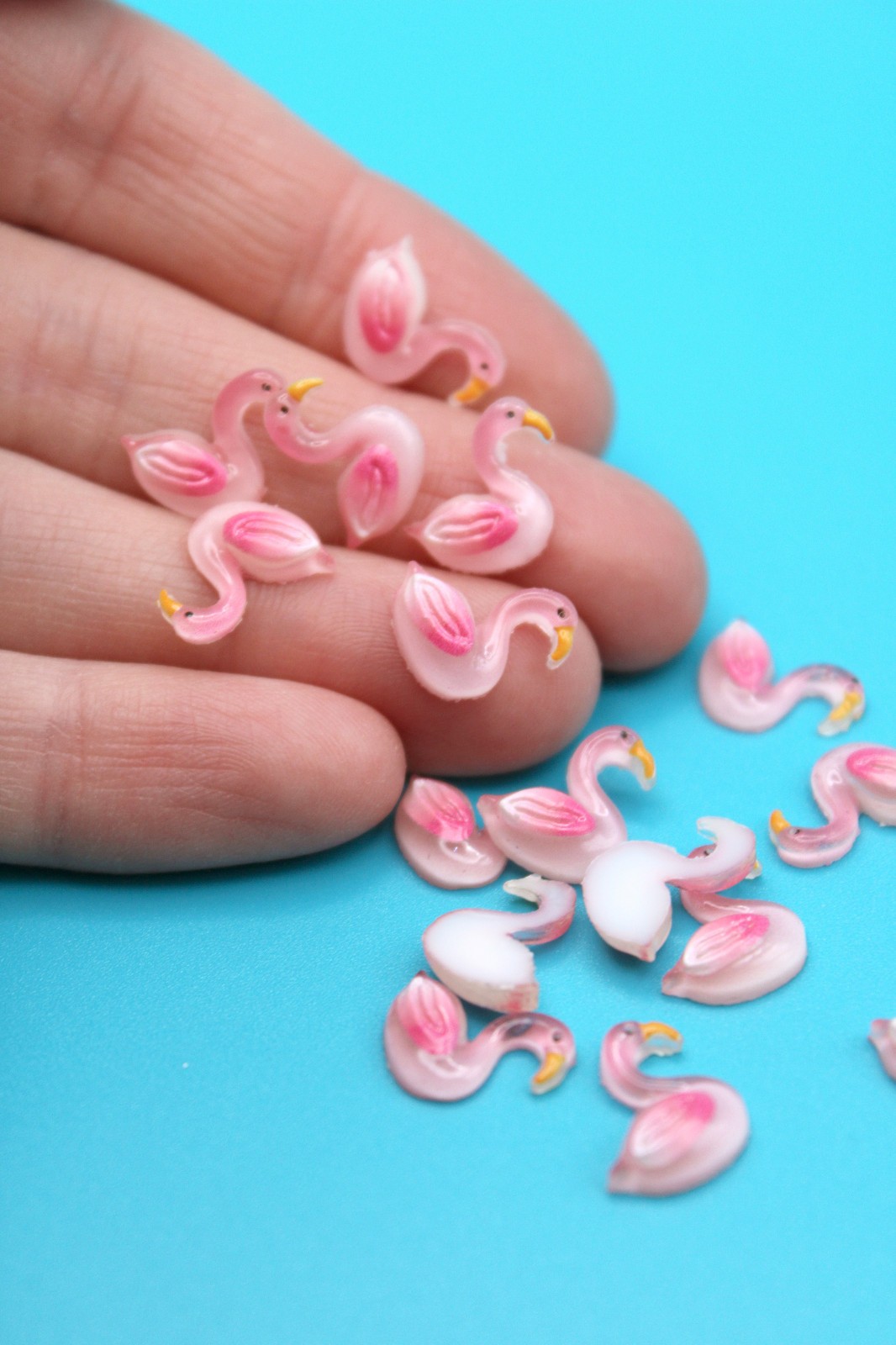 Flamingo 24Pk Pink Flatback Charms for Nail Art, Jewelry Making, Resin Crafts