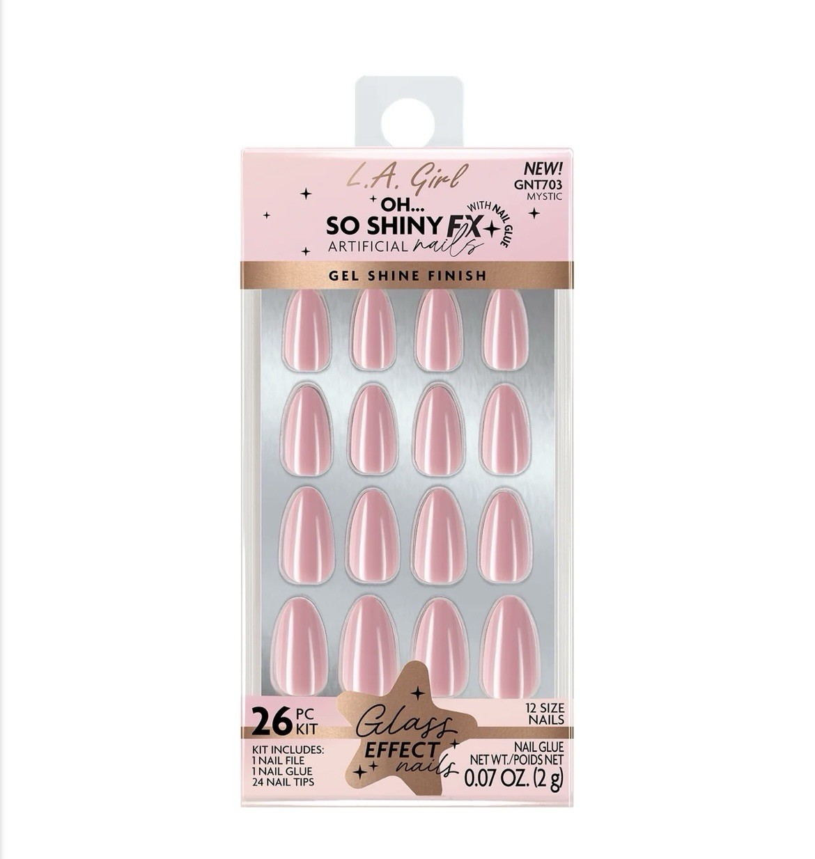 L.A. Girl Artificial Nails – Set Of 3 – French Tip, Mystic, Aquamarine – Almond