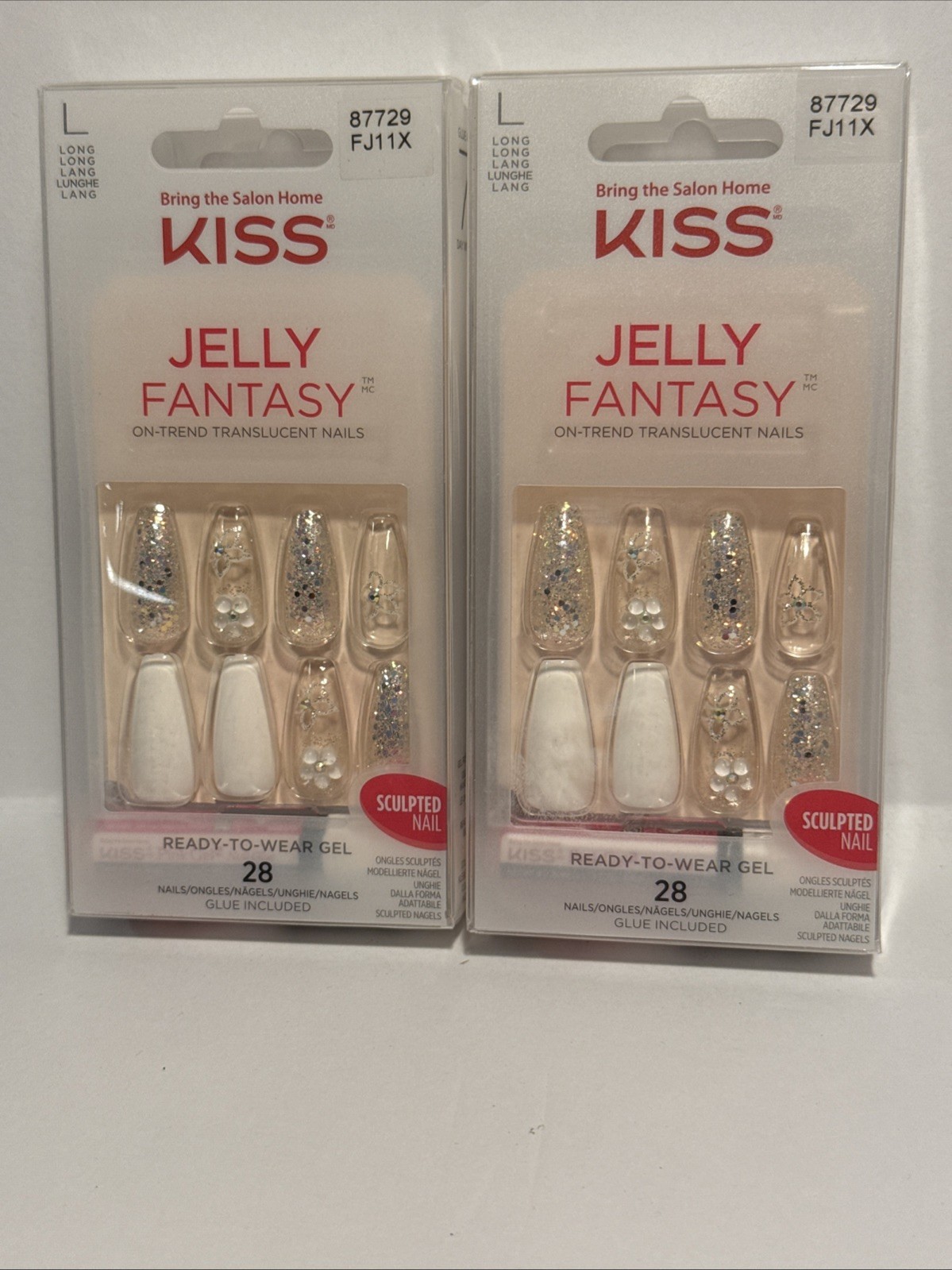 KISS Gel Fantasy Jelly Nails Long Set -Be Jelly ( Pack of 2) 👀 More On My Page!