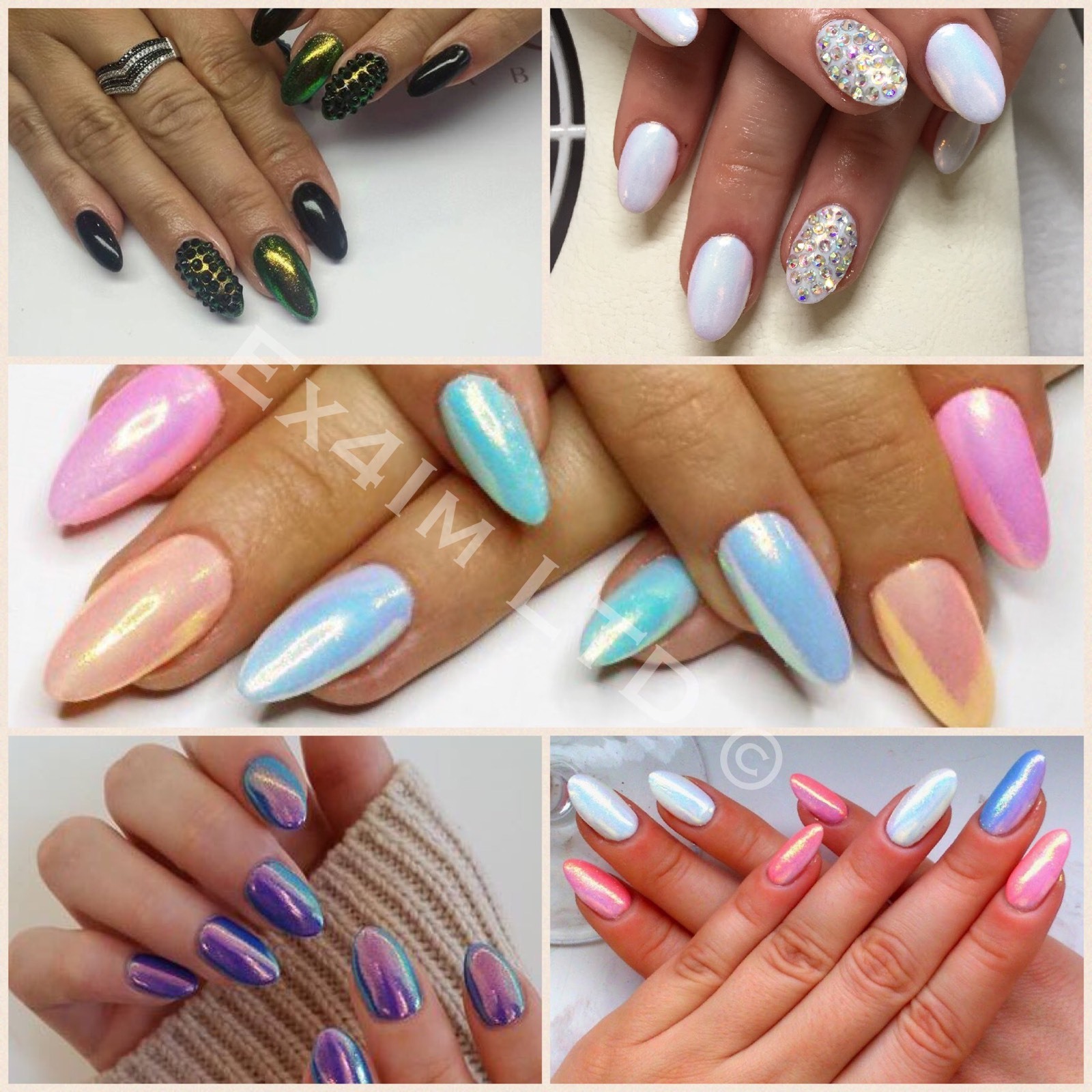 Mermaid Effect Nail Powder 5g + Brush Iridescent Dust Trend Glitter Mirror UK