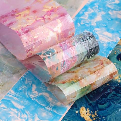 10 Sheets Marble Nail Foil Transfer Sheets, Colorful Nail Art Stickers Style 1