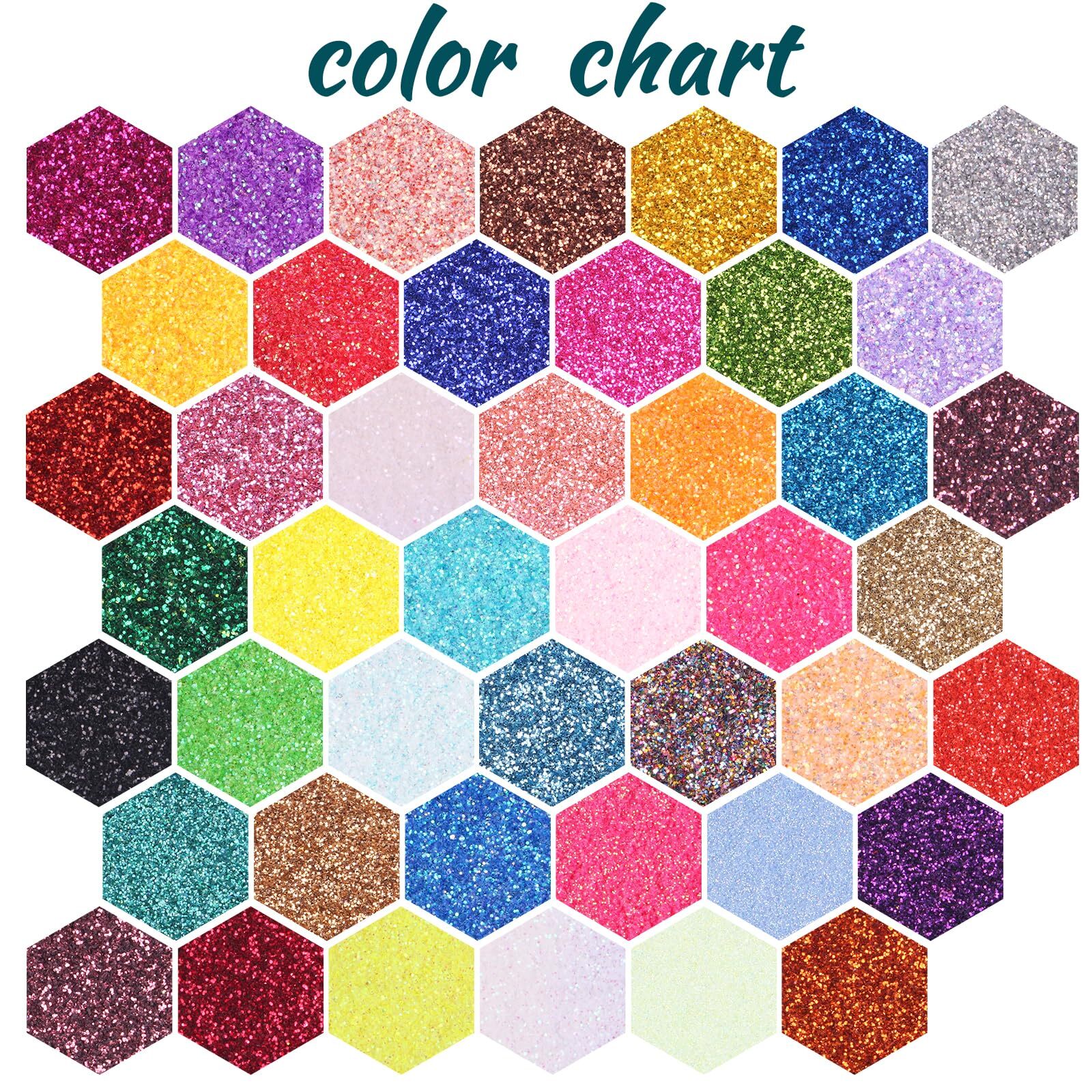Fine Glitter 45 Colors Set, Holographic Glitter Powder for Tumblers, Arts