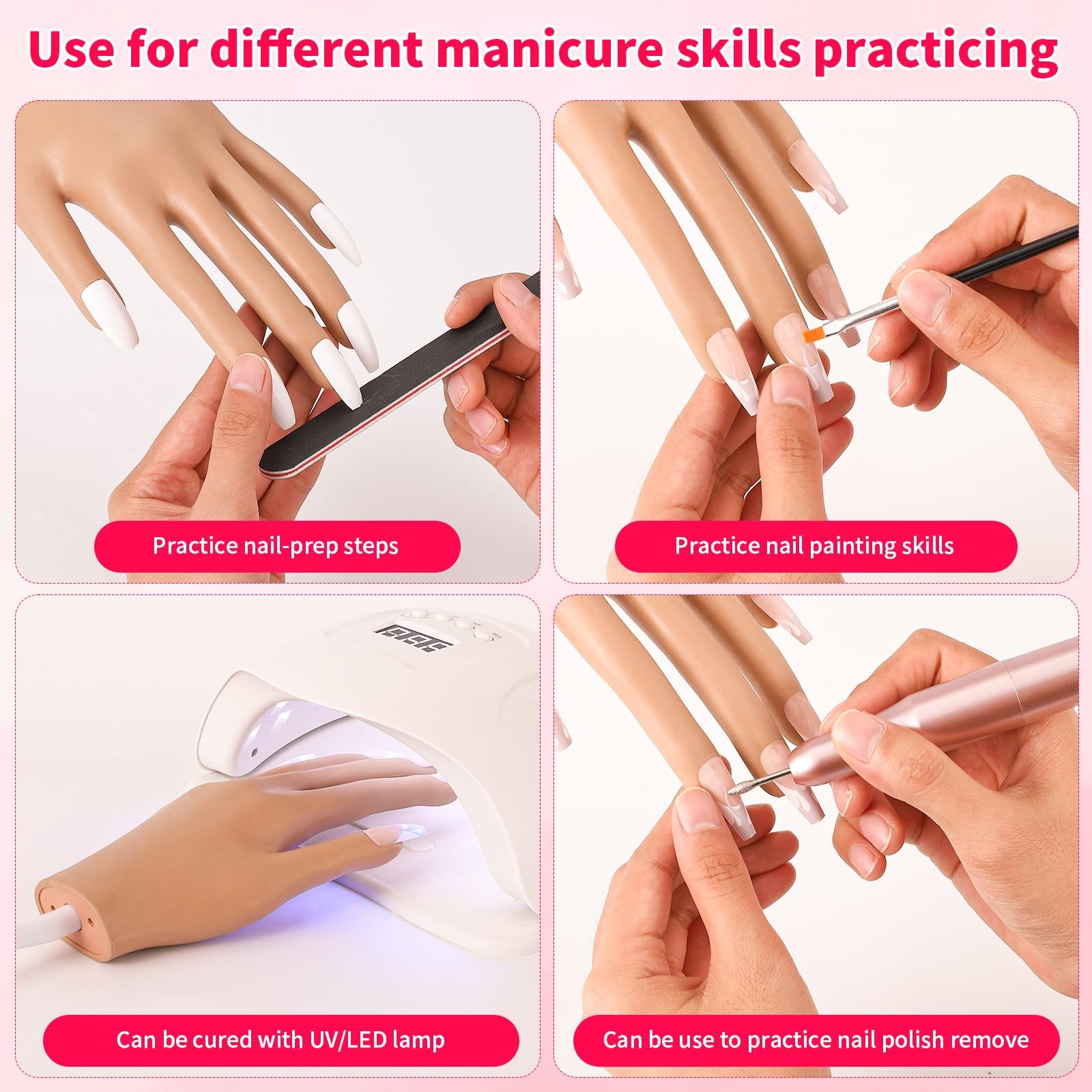 ALUROICE Practice Hand for Acrylic Nails – Nail Tips Won’t Fall off Bronze