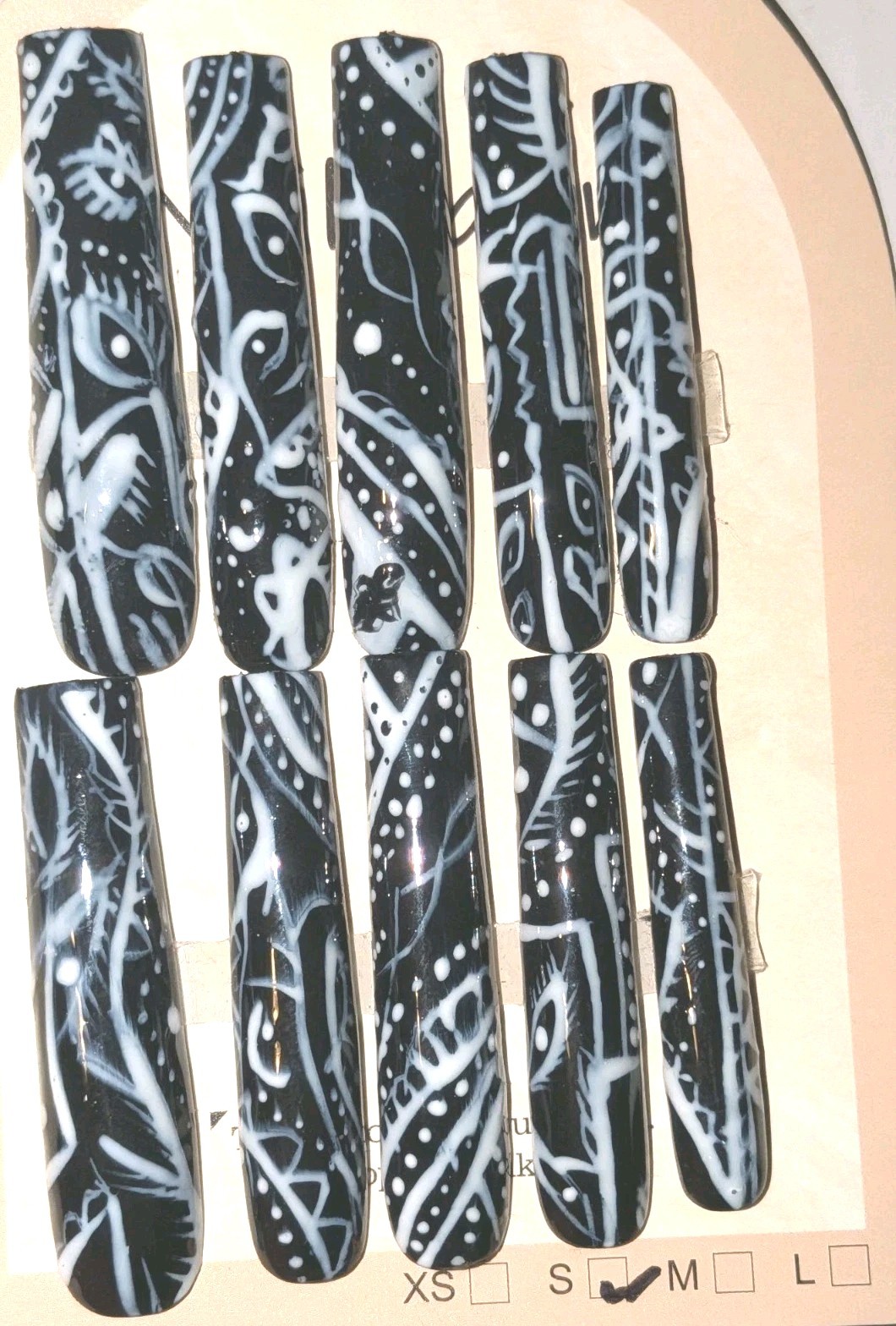 Handmade custom Black Paisley bandanna 10pc 3xl acrylic press on nails Sz Small