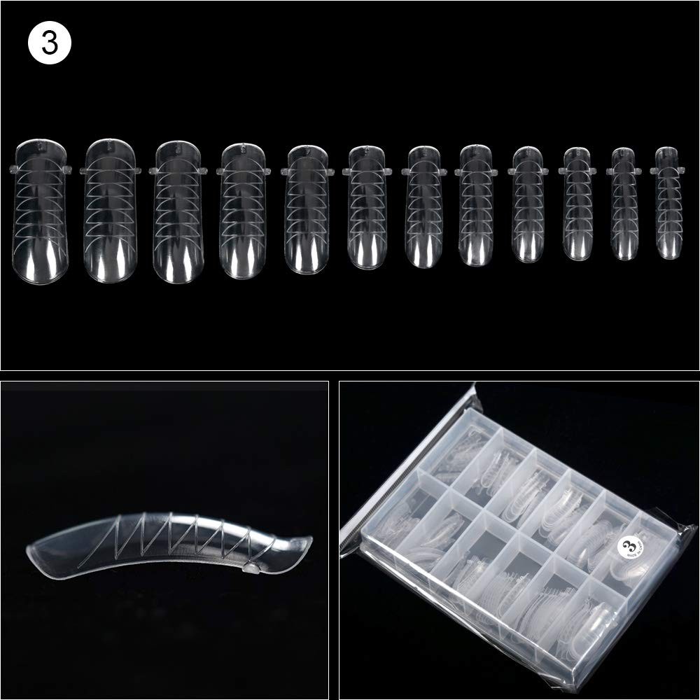 120PCS Clear Full Cover Dual Nail System Form UV Gel Acrylic Nail Art Mold Ar…