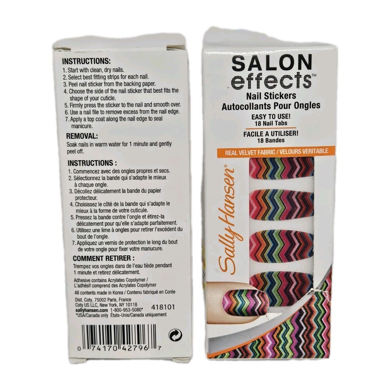 Sally Hansen SALON EFFECTS Nail Stickers 18 Nail Tabs 140 FAB-RIC (LOT OF 2)