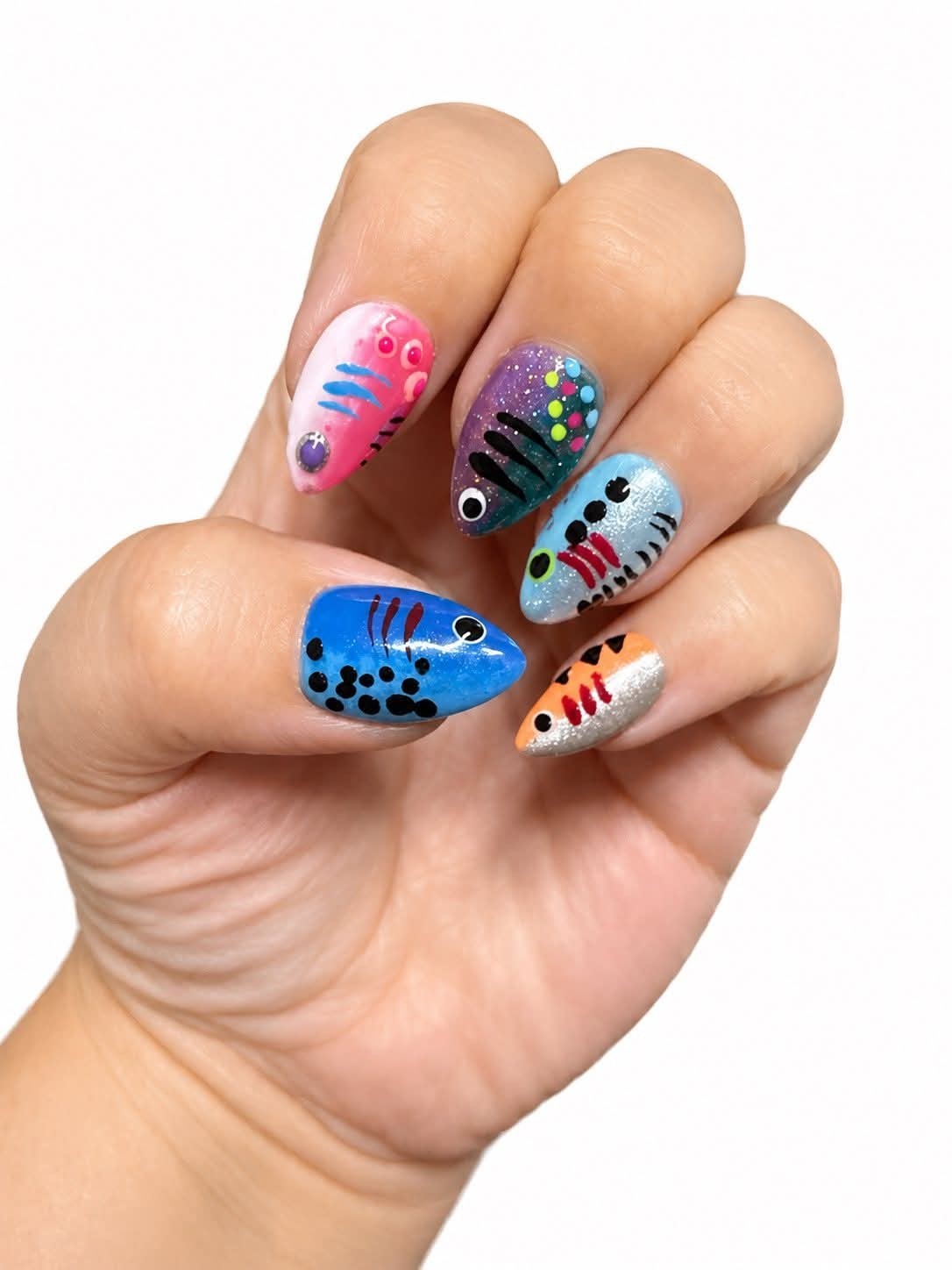 Hand Painted One-of-a-Kind Press On Nails | Custom Artificial Fingernails |…