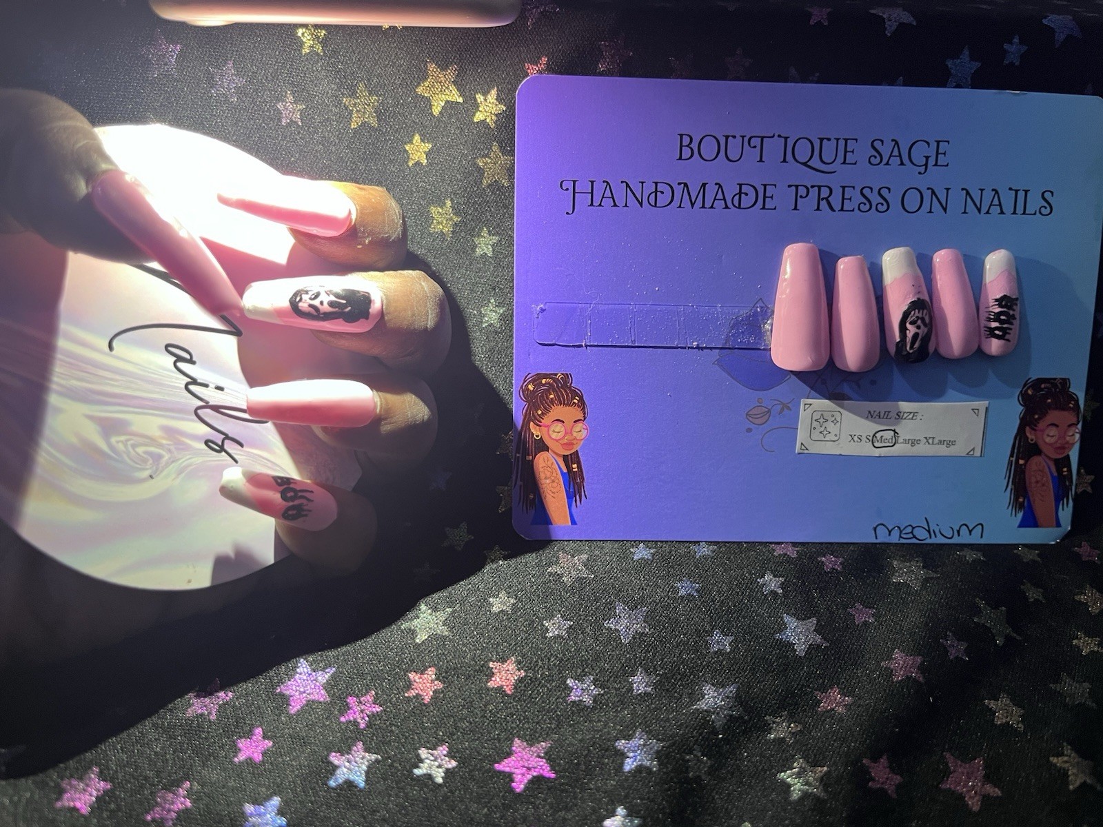 Boutique Sage Handmade Press On Nails Scream Theme Short Square
