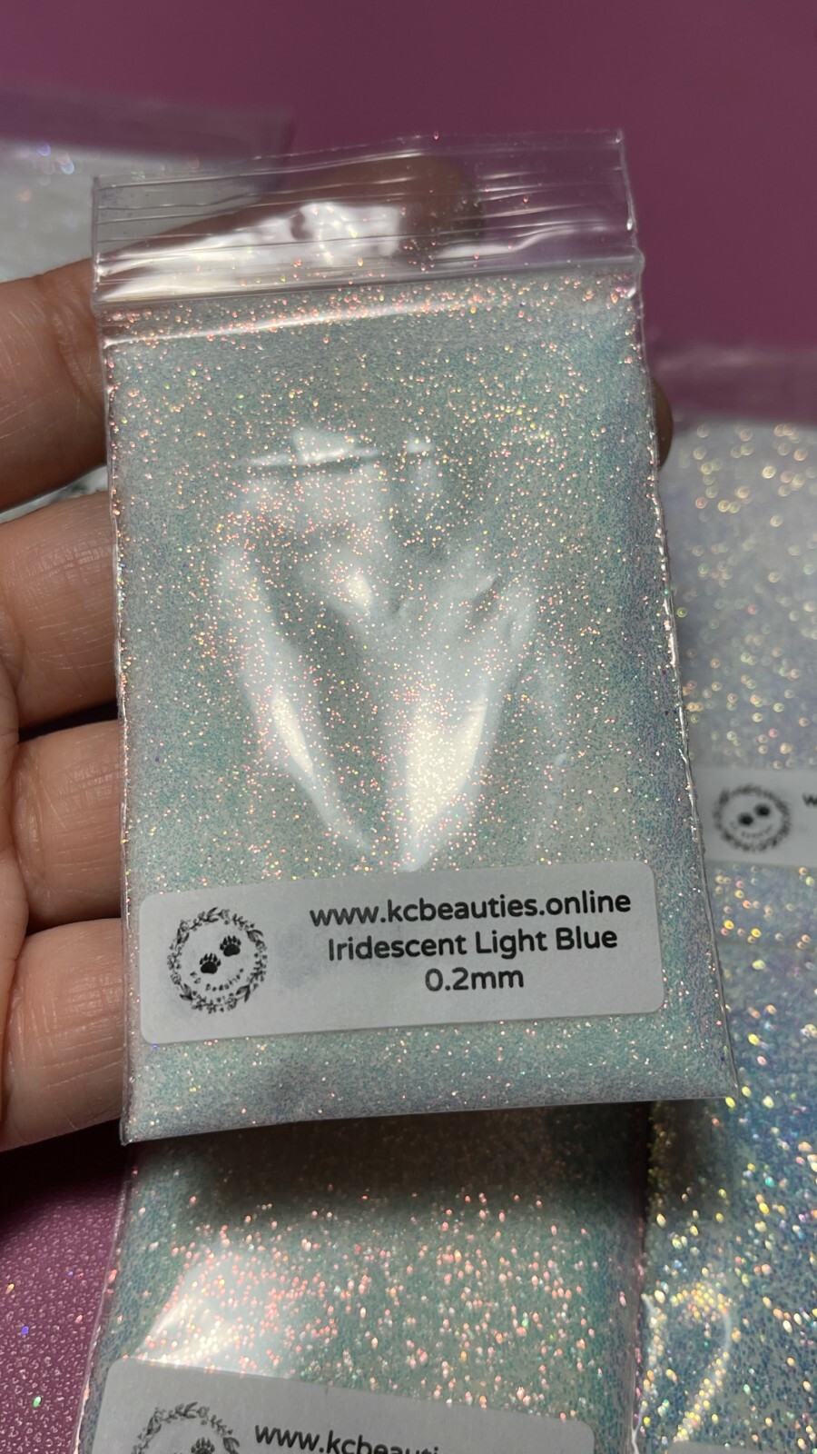 Iridescent White Glitter Hex Snow White pink blue sheen Nail Art US seller