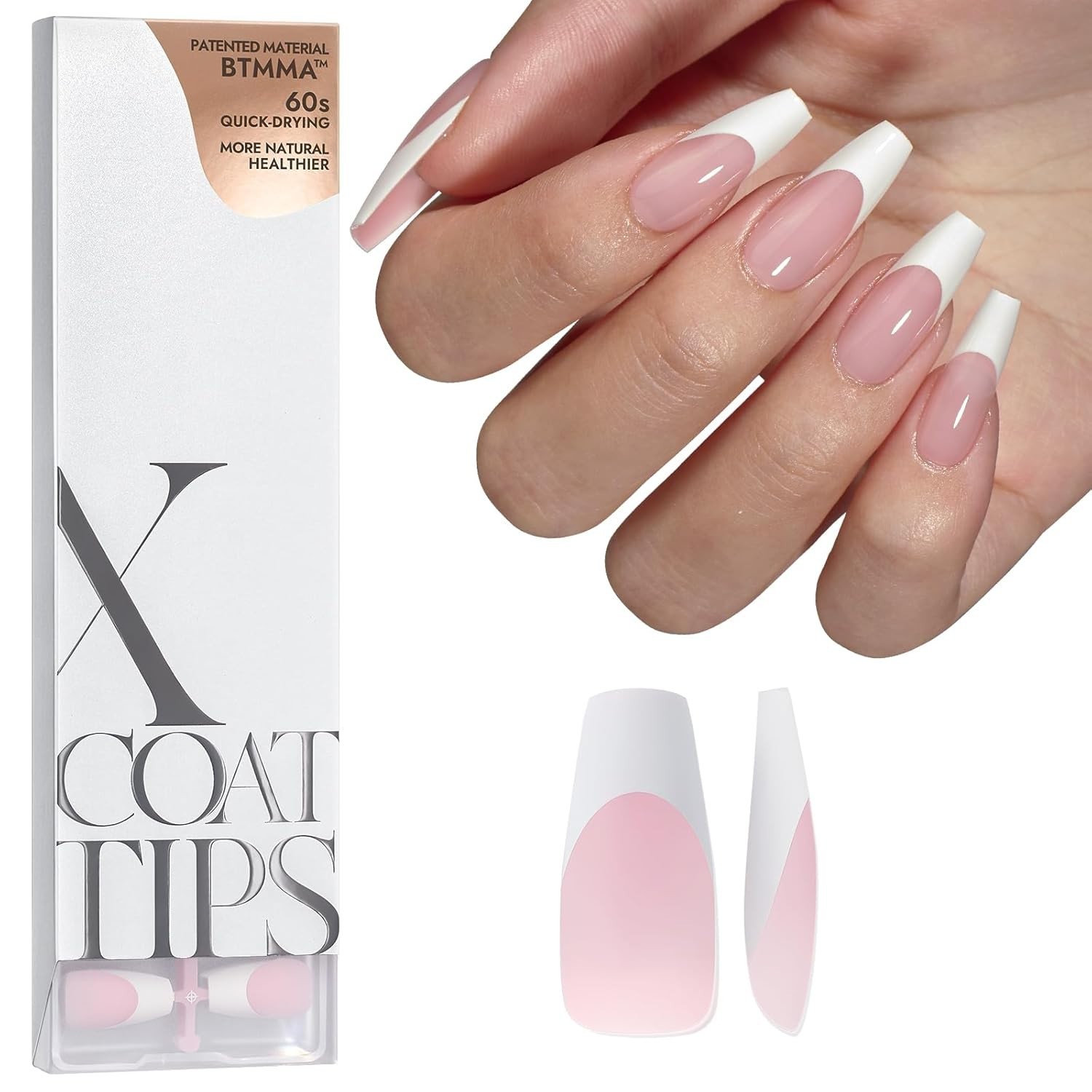 Innovative Pink Base Coffin Nail Tips for French Design No Stinging Experience