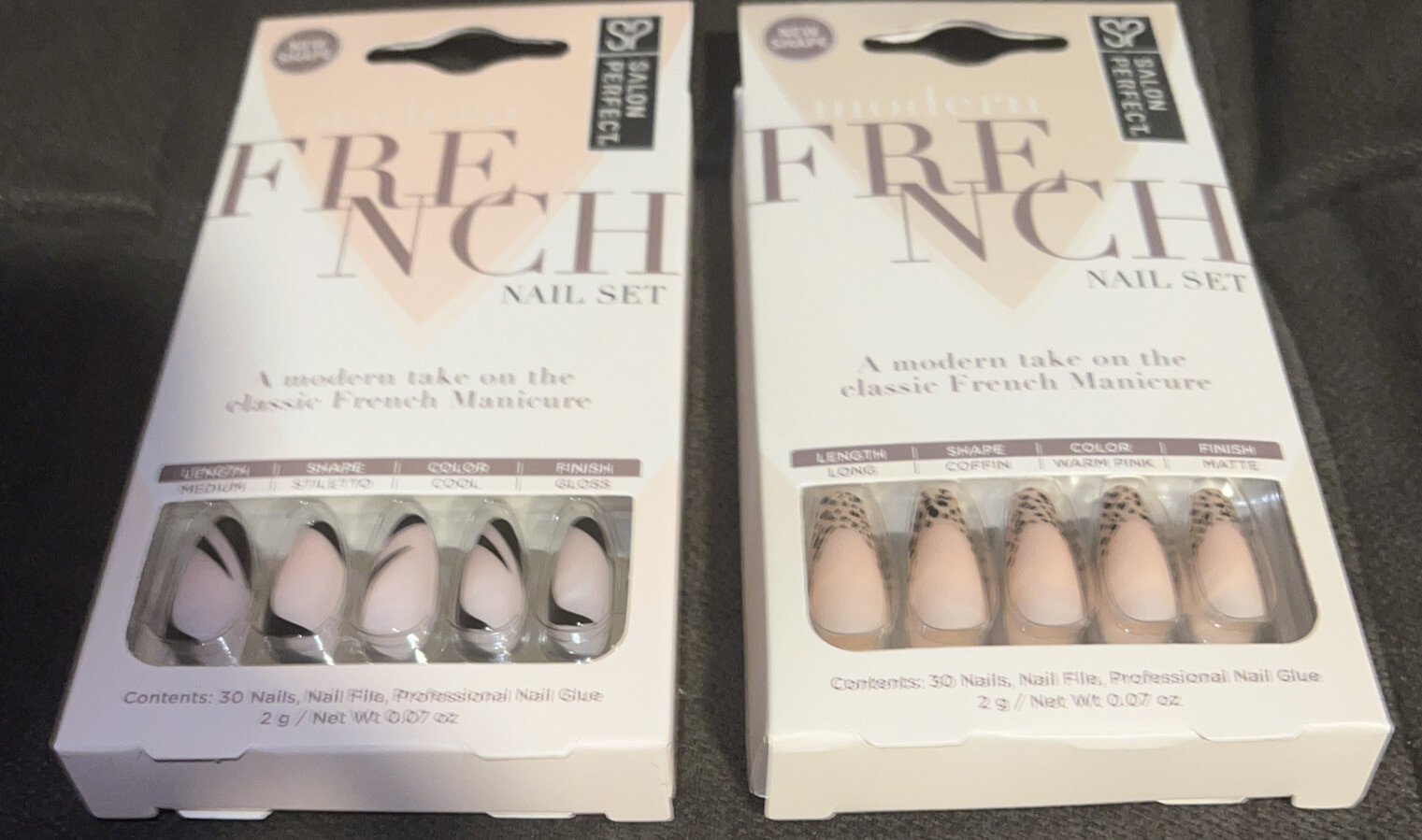 Lot Of 2 Salon Perfect’s Modern French Cheetah & Black Swirl Nail Sets💅{30Each}