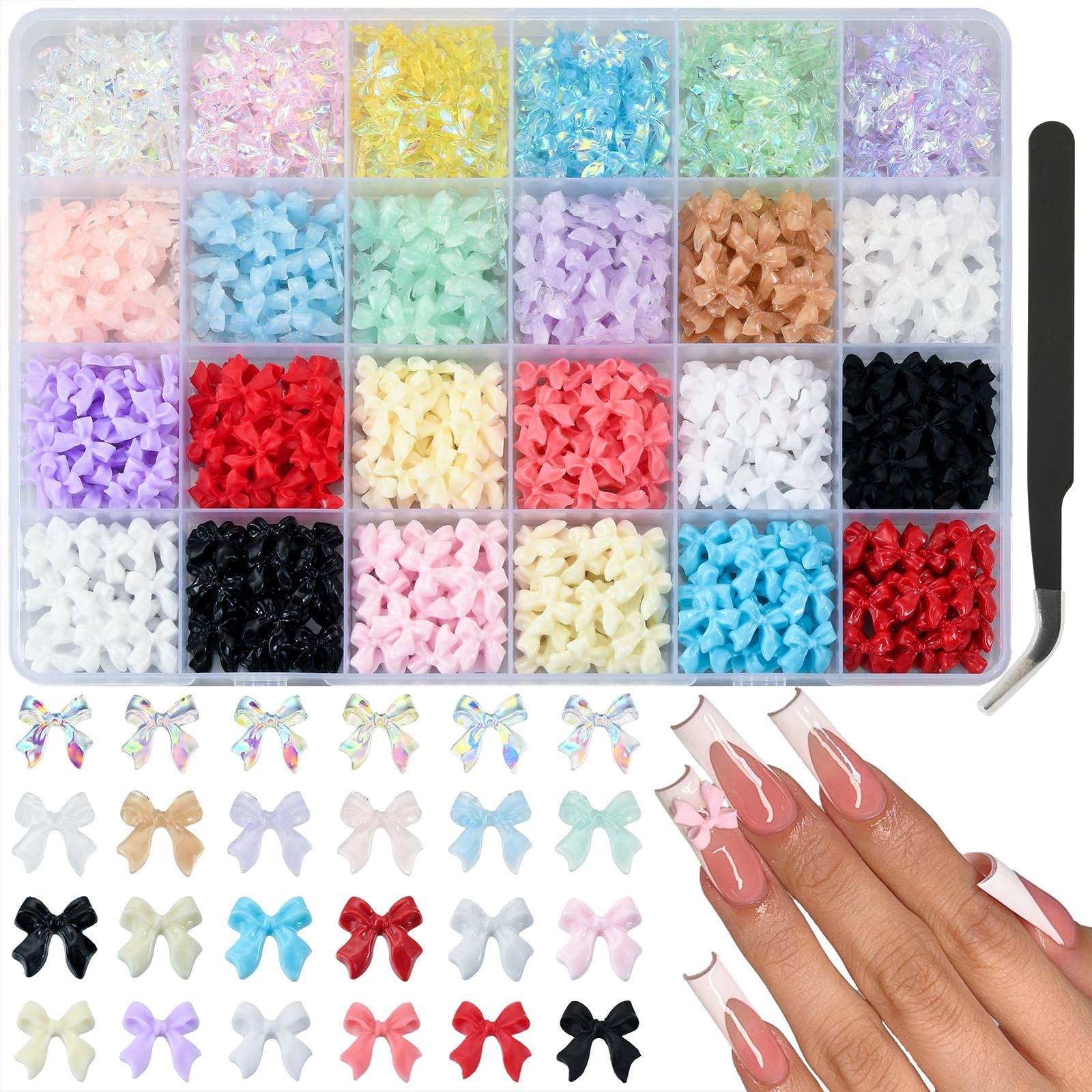 800 Pcs 3D Nail Bow Charms 11 Colors for Nail Art DIY Manicure Crafts