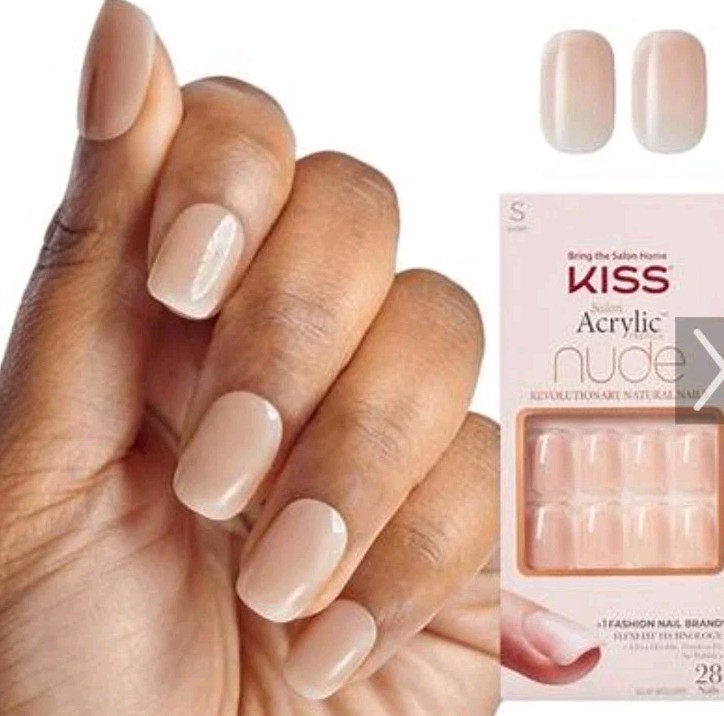 KISS Salon Acrylic French Nail Manicure Set, Medium Length, Nude, Square, Kit
