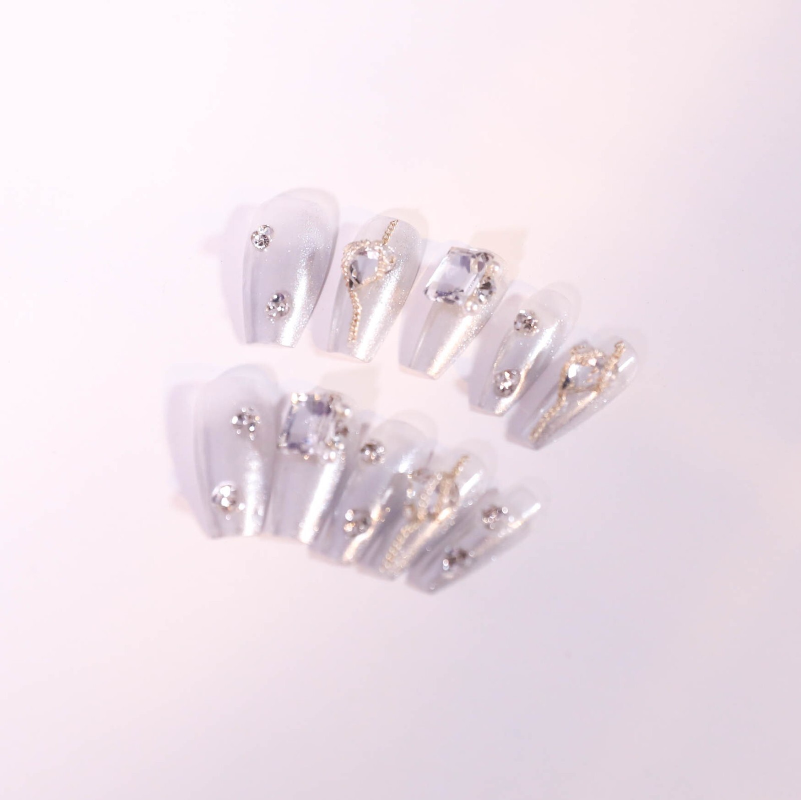 15Pcs Starry Galaxy of Shattered Diamonds Press on Nail Art By Handmade