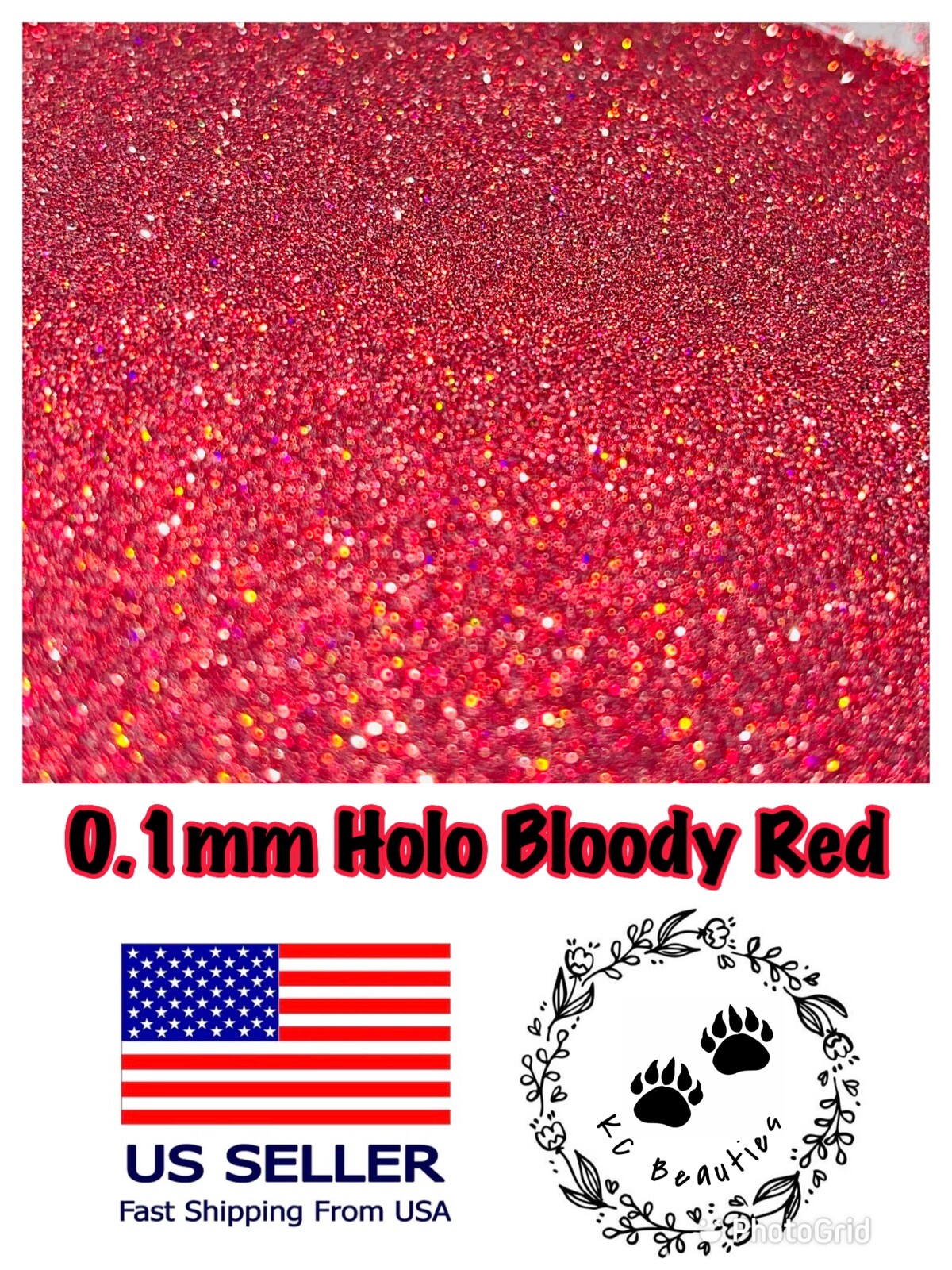 Solvent Resistant Holographic Bloody Red Epoxy Resin Nail Art Tumbler 1oz 0.1mm