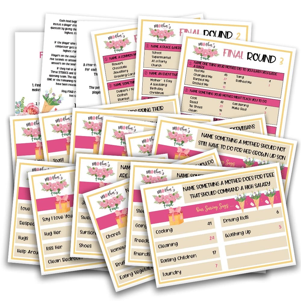 Mother’s Day Friendly Feud Quiz, Family 5×7 inches, 4×6 Pink