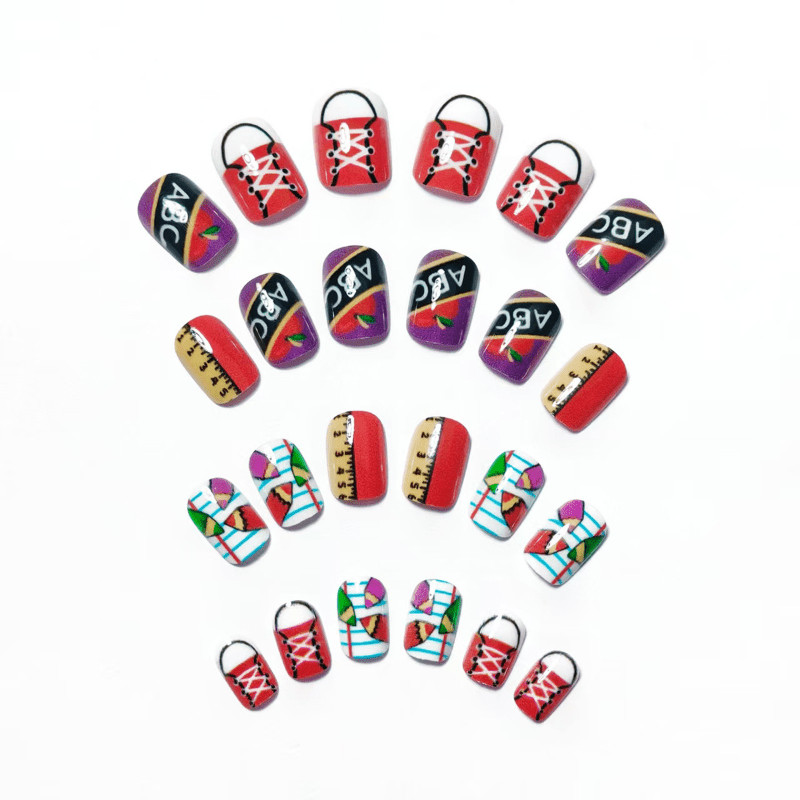 48 Pieces of Short Square A-level Campus Stationery, Wearing Armor, Nail Art