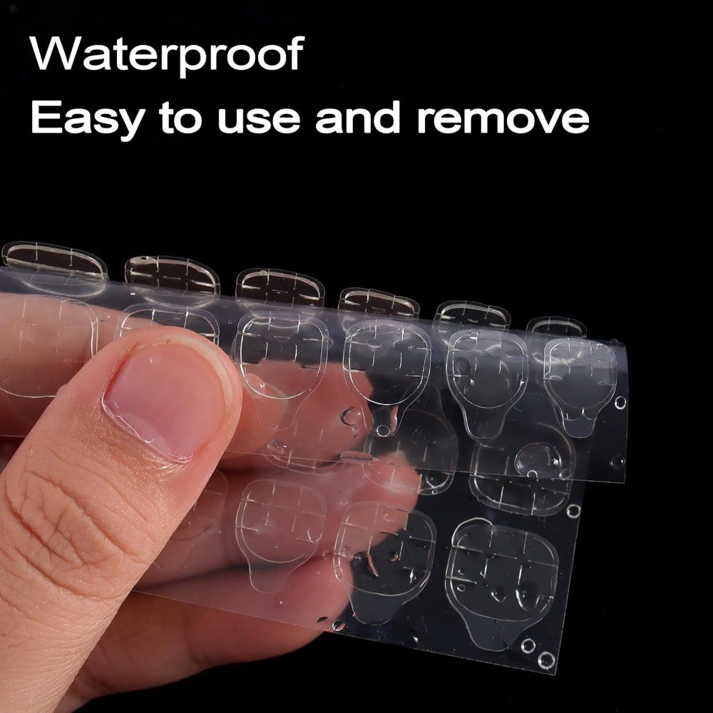 Ultra Thin Clear Nail Adhesive Tabs 240PCs 10 Sheets 12 Sizes Waterproof Fake