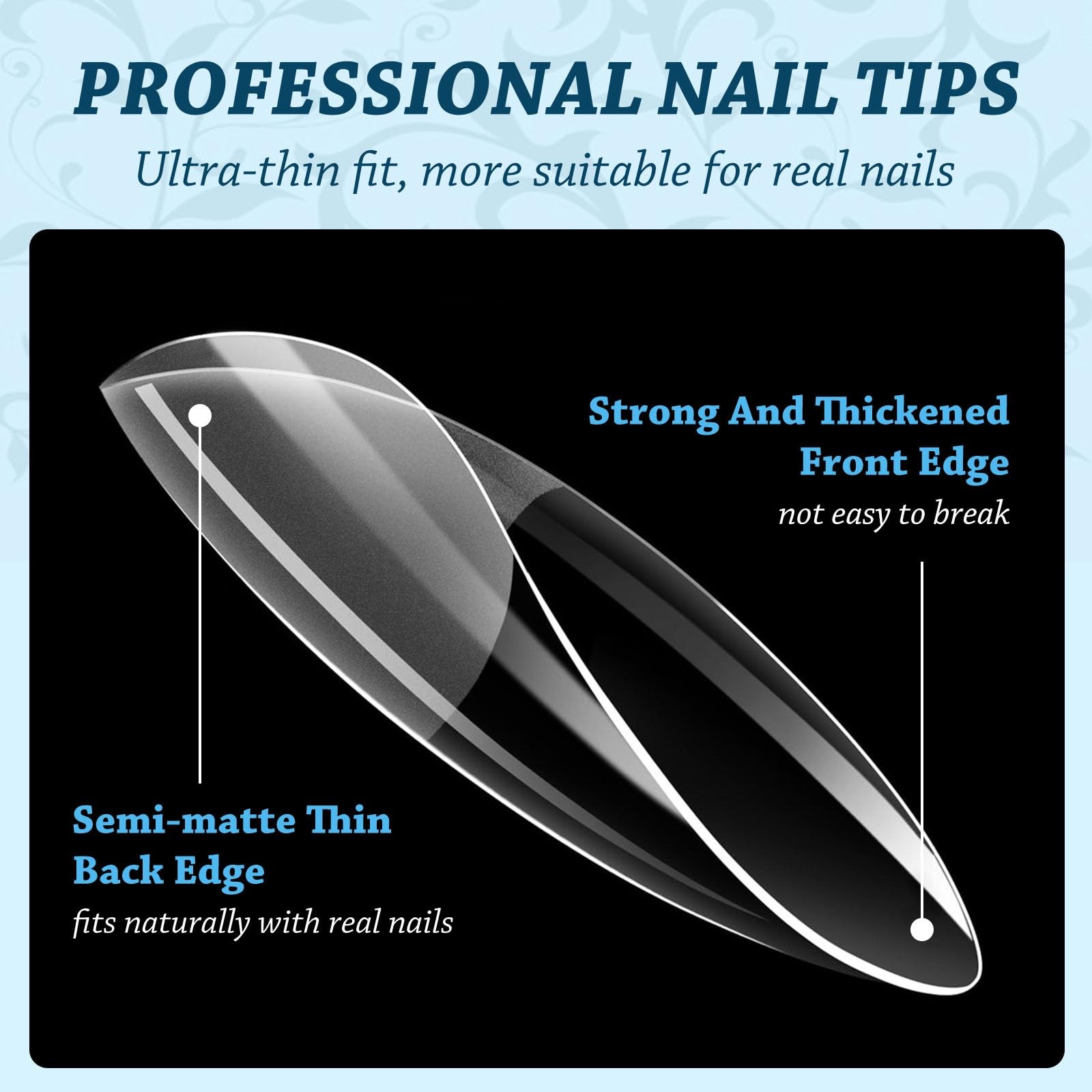Lsnisni Short Almond Nail Tips, 288PC Gel Acrylic 0-11, BS-14