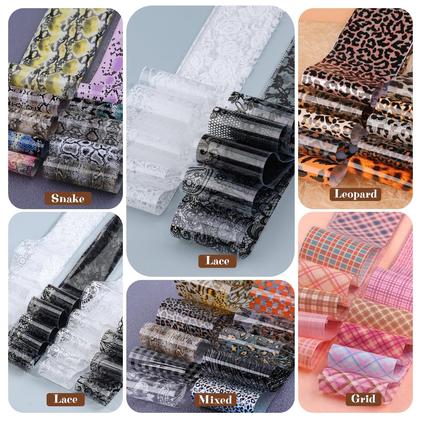 Lace Nail Foil Transfer Sheets, 10 Rolls Black White Flower Art